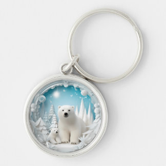 Polar Beer met Cub Arctic Ocean White Winter Sleutelhanger