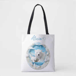 Polar Beer met Cub Arctic Ocean White Winter Tote Bag