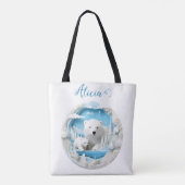Polar Beer met Cub Arctic Ocean White Winter Tote Bag (Achterkant)