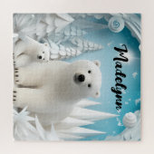Polar Beer met Cub Arctische Oceaan gepersonalisee Legpuzzel (Horizontaal)