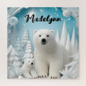 Polar Beer met Cub Arctische Oceaan gepersonalisee Legpuzzel (Verticaal)