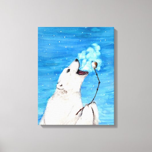 Polar-Beer met geroosterde moerasmallow Canvas Afdruk (Voorkant)