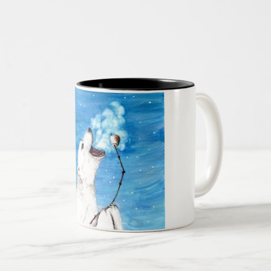 Polar-Beer met geroosterde moerasmallow Tweekleurige Koffiemok (Voorkant rechts)