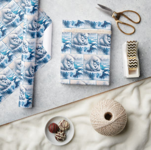 Polar Beer met haar welp op een gletsjer Cadeaupapier