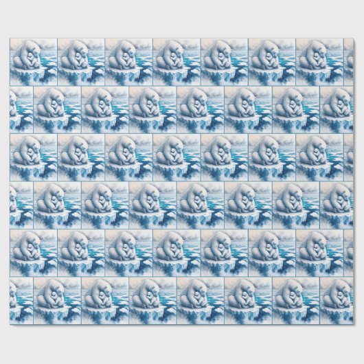Polar Beer met haar welp op een gletsjer Cadeaupapier (Vlak)