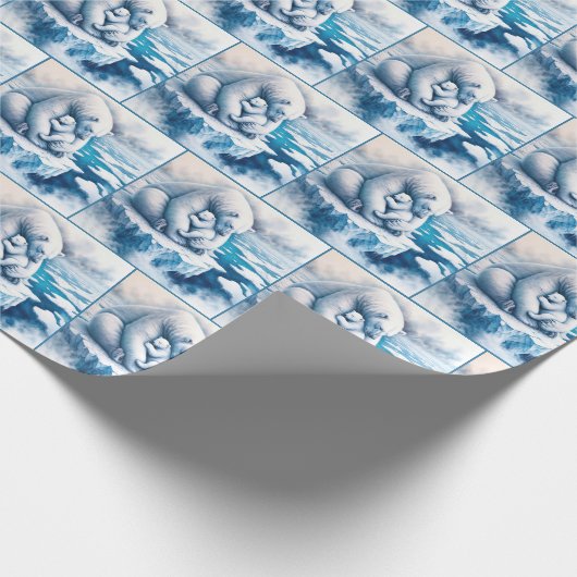 Polar Beer met haar welp op een gletsjer Cadeaupapier (Hoek)