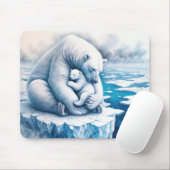 Polar Beer met haar welp op een gletsjer Muismat (Met muis)