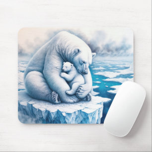 Polar Beer met haar welp op een gletsjer Muismat