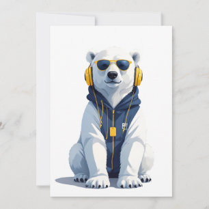 Polar Beer met hoodie Funny Cool Animal Vector Kaart