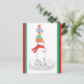 Polar Beer met kerstcadeaus Feestdagenkaart (Staand voorkant)