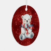 Polar Beer met pepermunt rood witte sjaal Metalen Ornament (Voorkant Rechts)