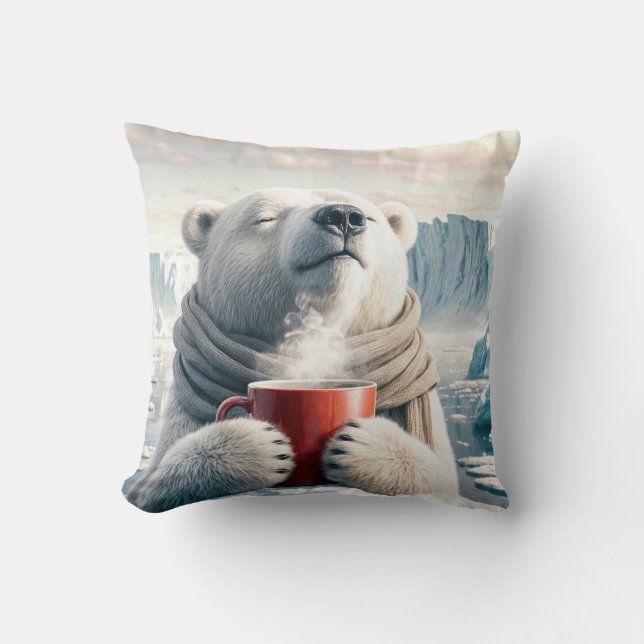 Polar Beer met rode koffie Mok Kussen (Voorkant)