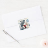 Polar Beer met rode koffie Mok Vierkante Sticker (Envelop)