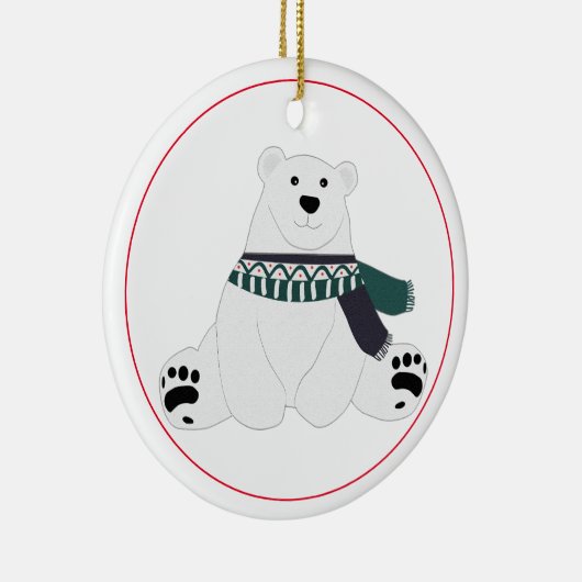 Polar Beer met sjaal Keramisch Ornament (Rechts)