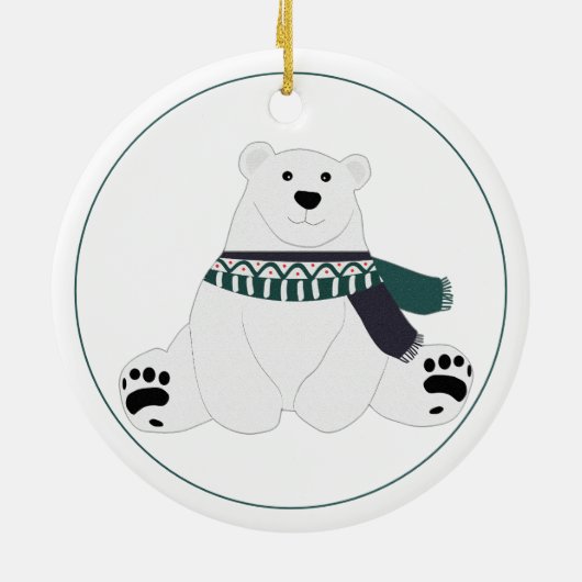 Polar Beer met sjaal Keramisch Ornament (Achterkant)