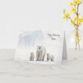 Polar Beer met welpen voor de verjaardag van mama Kaart (Gele Bloem)