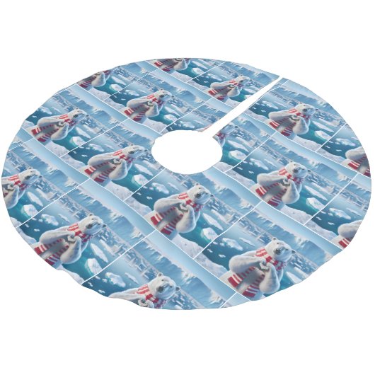 Polar Beer met wintersjaal en hart Kerstboom Rok (Gekanteld)