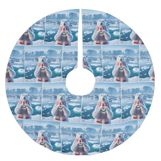 Polar Beer met wintersjaal en hart Kerstboom Rok (Voorkant)