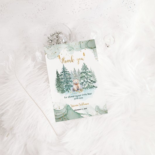 Polar Beer Minimalist Winter Baby shower Bedankkaart