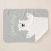 Polar Beer Mint Grey voegt Jouw naam Baby toe Sherpa Deken (Voorkant (horizontaal))