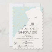 Polar Beer Moeder & Cub Blauw Baby shower Uitnodig Kaart (Voorkant)