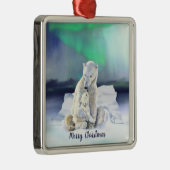 Polar Beer, moeder en Baby kerst Metalen Ornament (Rechts)