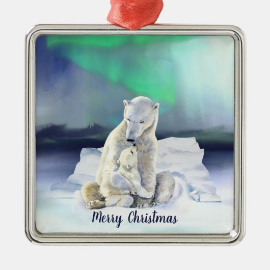 Polar Beer, moeder en Baby kerst Metalen Ornament (Voorkant)