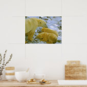 Polar Beer moeder en haar welpen papier print (Keuken)
