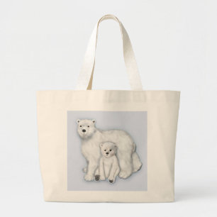 Polar Beer moeder en welp. Grote Tote Bag