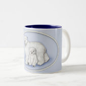 Polar Beer moeder en welp. Tweekleurige Koffiemok (Voorkant rechts)