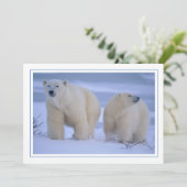 Polar Beer Moeder met Cub in Snow Feestdagenkaart (Staand voorkant)