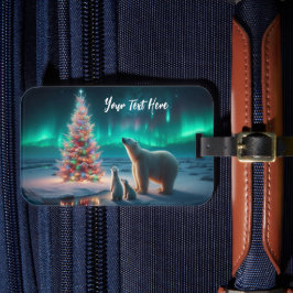 Polar Beer Mom Cubs Kerstboom Aurora Borealis Bagagelabel