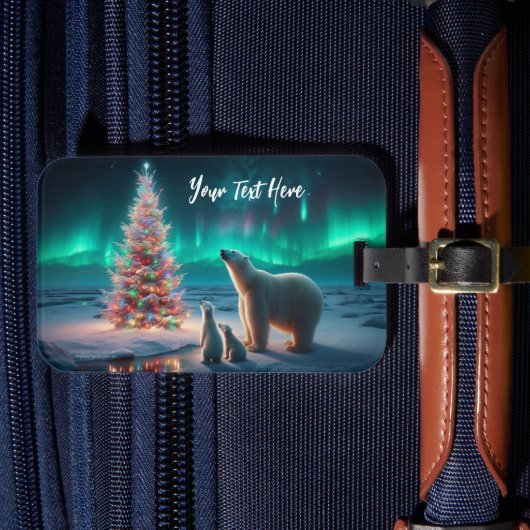 Polar Beer Mom Cubs Kerstboom Aurora Borealis Bagagelabel (Voorkant Insitu 4)