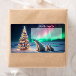 Polar Beer Mom Cubs Kerstboom Aurora Borealis Etiket