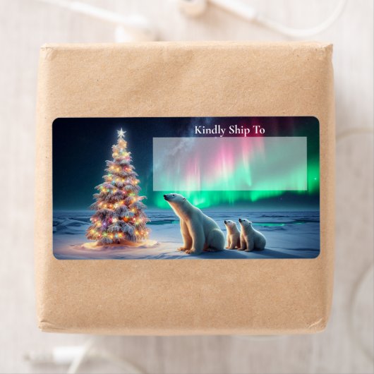 Polar Beer Mom Cubs Kerstboom Aurora Borealis Etiket (Insitu)