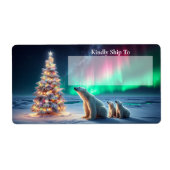 Polar Beer Mom Cubs Kerstboom Aurora Borealis Etiket (Voorkant)