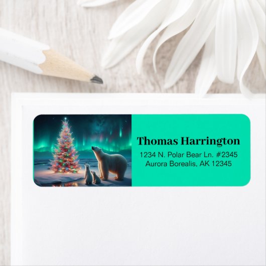 Polar Beer Mom Cubs Kerstboom Aurora Borealis Etiket (Insitu)