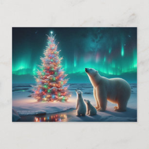Polar Beer Mom Cubs Kerstboom Aurora Borealis Feestdagenkaart