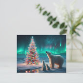 Polar Beer Mom Cubs Kerstboom Aurora Borealis Feestdagenkaart (Staand voorkant)