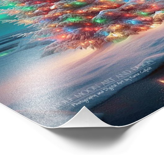 Polar Beer Mom Cubs Kerstboom Aurora Borealis Foto Afdruk (Hoek)