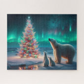 Polar Beer Mom Cubs Kerstboom Aurora Borealis Legpuzzel (Horizontaal)