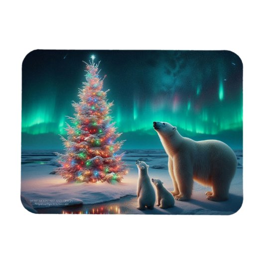 Polar Beer Mom Cubs Kerstboom Aurora Borealis Magneet (Horizontaal)