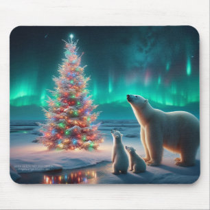 Polar Beer Mom Cubs Kerstboom Aurora Borealis Muismat