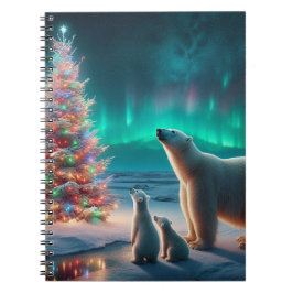 Polar Beer Mom Cubs Kerstboom Aurora Borealis Notitieboek
