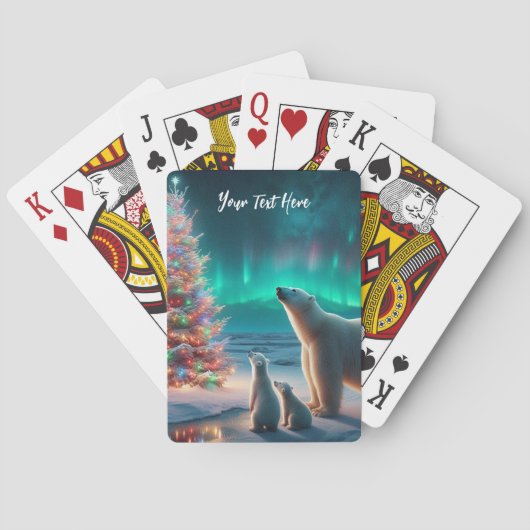 Polar Beer Mom Cubs Kerstboom Aurora Borealis Pokerkaarten (Achterkant)