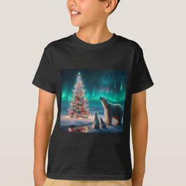 Polar Beer Mom Cubs Kerstboom Aurora Borealis T-shirt