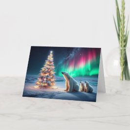 Polar Beer Mom Cubs Kerstboom Noorderlicht Feestdagen Kaart