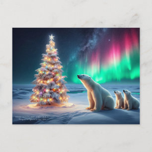 Polar Beer Mom Cubs Kerstboom Noorderlicht Feestdagenkaart