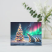 Polar Beer Mom Cubs Kerstboom Noorderlicht Feestdagenkaart (Staand voorkant)