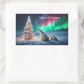Polar Beer Mom Cubs Kerstboom Noorderlicht Rechthoekige Sticker (Tas)